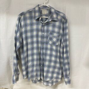 Billy Reid Blue Gray Plaid Button Front Shirt Men’s Medium Standard Cut